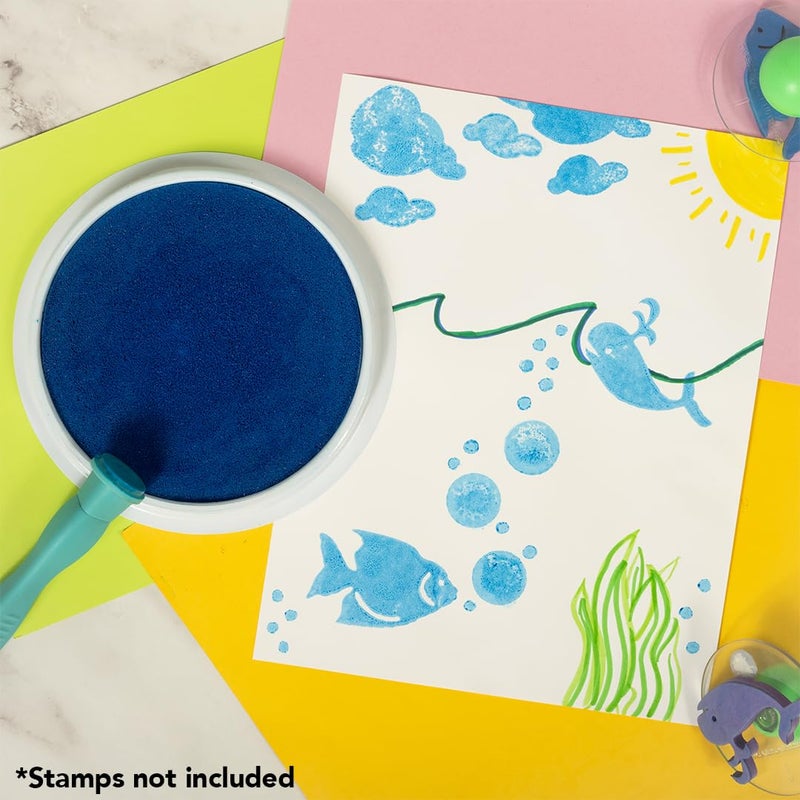 READY 2 LEARN Jumbo Circular Washable Stamp Pad - Blue - 5.75" dia. - Non-Toxic - Fade Resistant - Ideal Size for Handprints and Footprints - Image 4